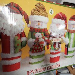 Set Of 4 Christmas Beverage Caddies