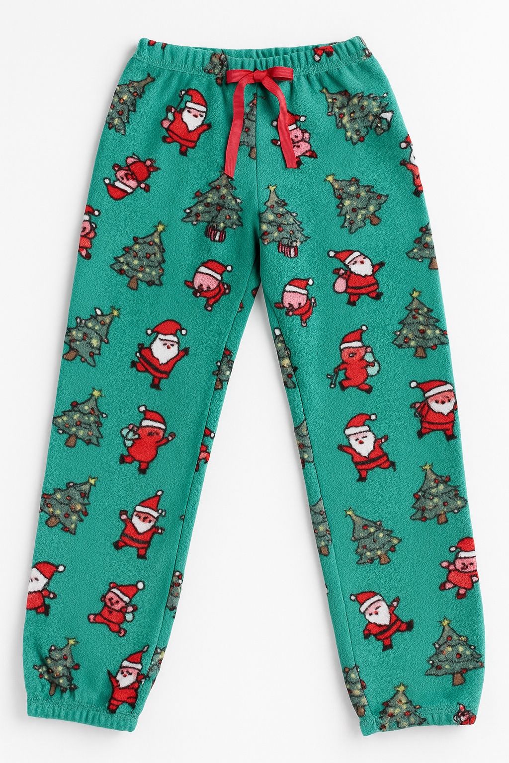 Girls’ Holiday Fleece Pajama Pants – Santa & Christmas Tree Print | Size (Youth)