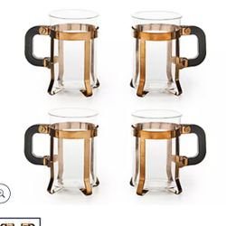 MacKenzie- Childs Set of 4 Glass Coffee Cups