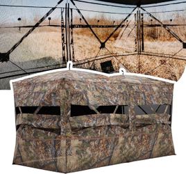 Barronett Blinds® Beast™, Portable Hunting Blind, Wide Blind, Fence-Line™ Camo, 140” x 70” x 80”, BE651FT