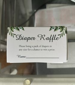 Diaper Raffle Cards 