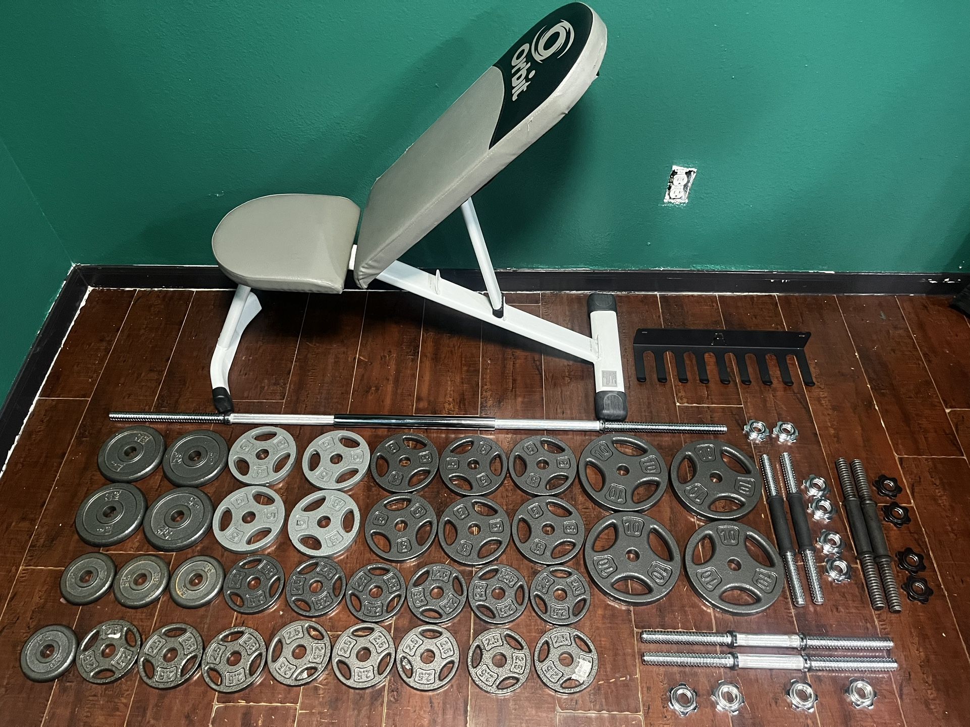 Bench Weights Plates Dumbbells Workout