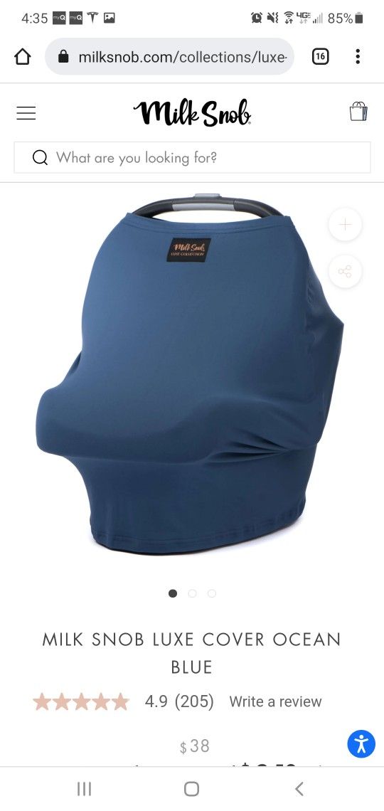 Milk Snob Luxe Collection Ocean Blue Car Seat Cover/breastfeeding Cover