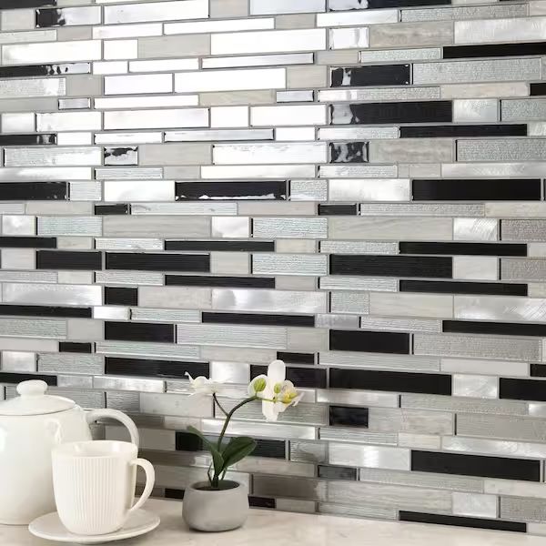 Urban Loft Interlocking 12 in. x 12.63 in. Textured Glass; Stone Metal Look Wall Tile (20 sq. ft.)