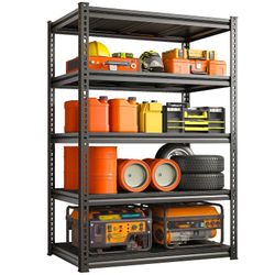 Shelves 2000 Lbs, Garage Shelving 5 Tier Adjustable Black Metal Shelf  Massive Capacity: Holds up to 2000 lbs total, with each shelf support