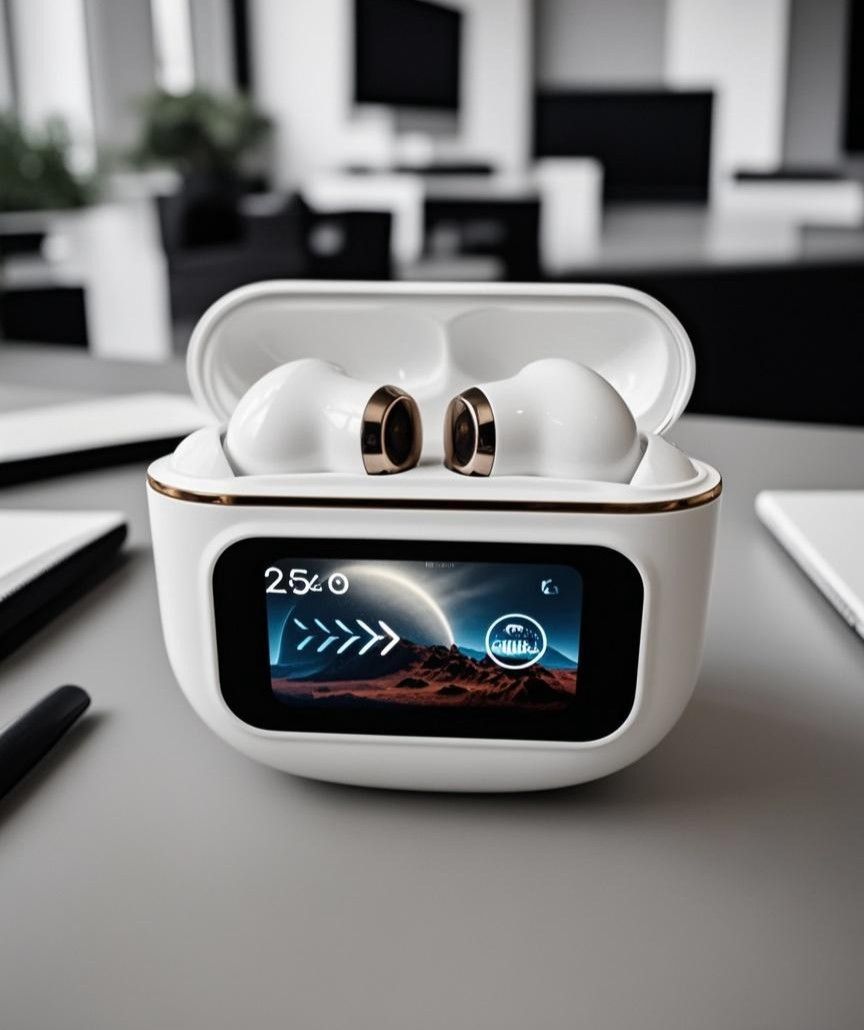 ANC Active Noise Cancellation Wireless Earphone Touch Screen Bluetooth Earbuds