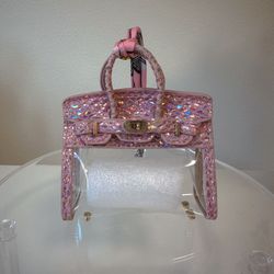 Clear Mini Bag Charm | Holographic Trim | Key Holder