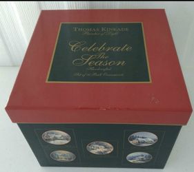 Thomas Kinkade Celebrate The Season Christmas Holiday Ornament Box Set Of 10
