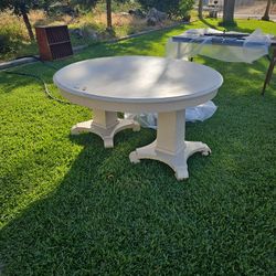 Round Antique Table with 2 Large Pedastool Legs