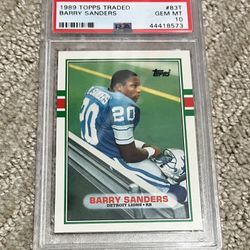 Barry Sanders 1989 Topps Traded  RC PSA 10 Rookie