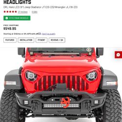 Rough Country Led Headlights With Drl For Jeep Gladiator / Wrangler 