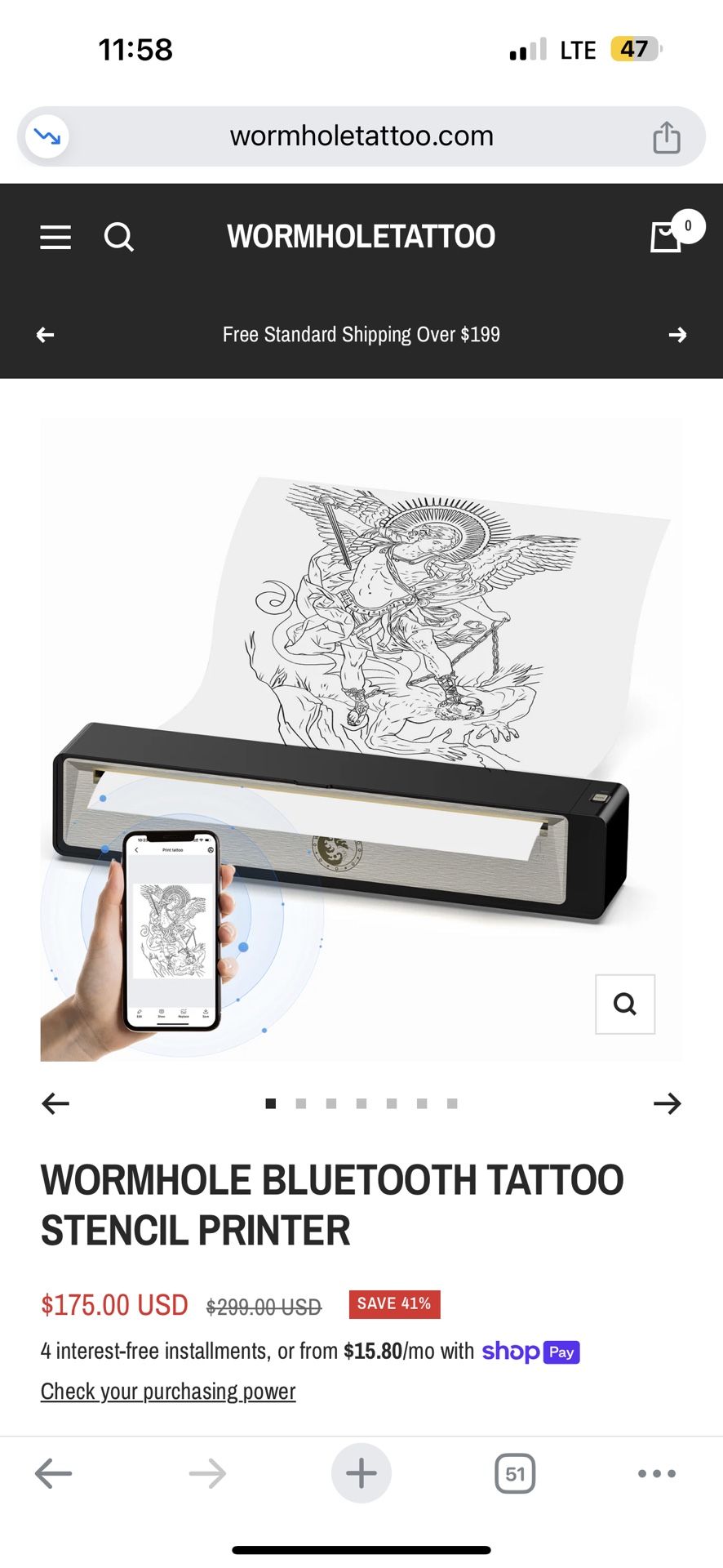 Tattoo Printer Brand: Wormhole portable Bluetooth