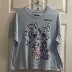 Brand New Light Blue Stich & Angel T-shirt Size XXL 