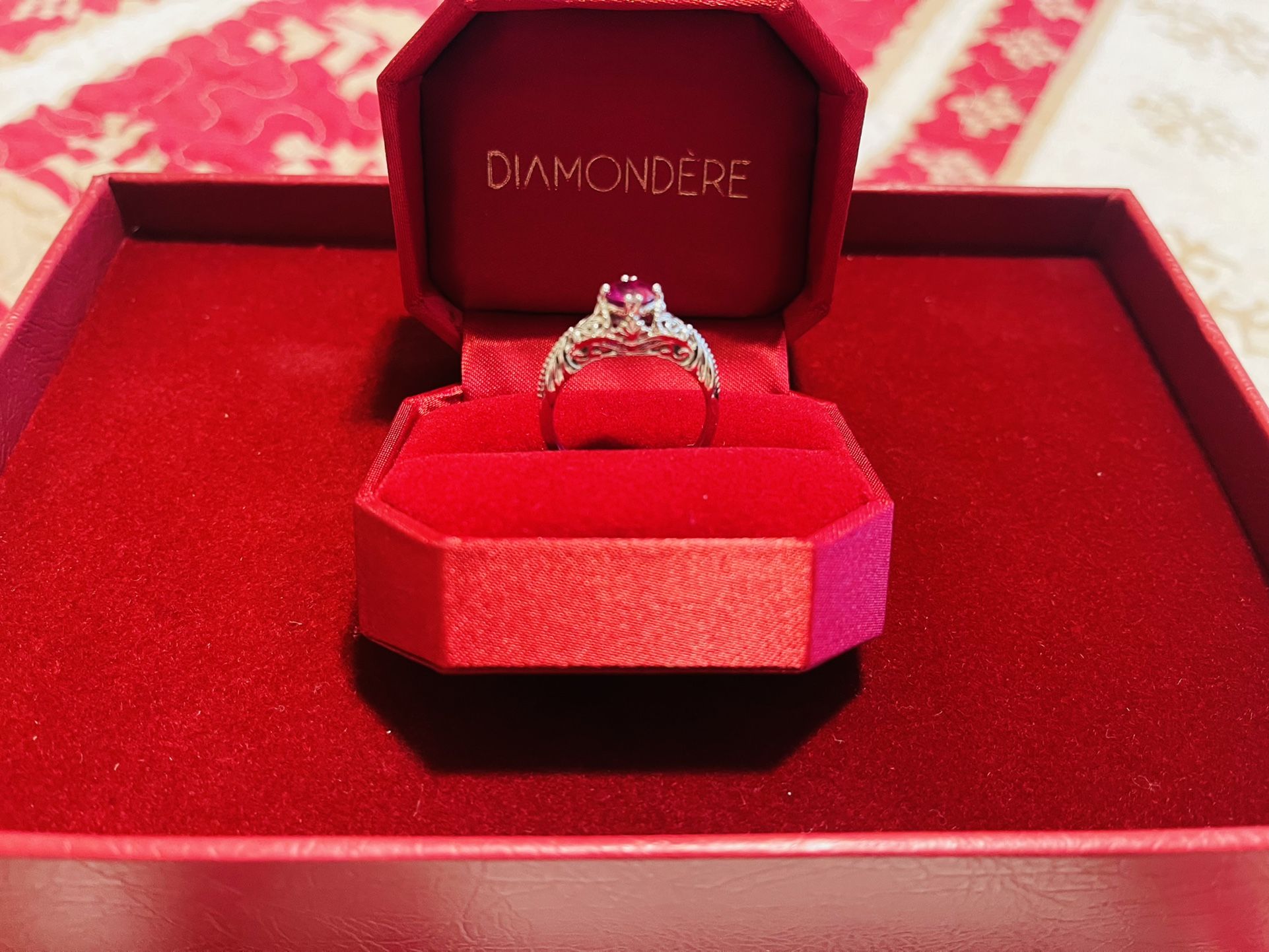 Diamondere Ring In Platinum- Round Natural Ruby ✨SALE✨