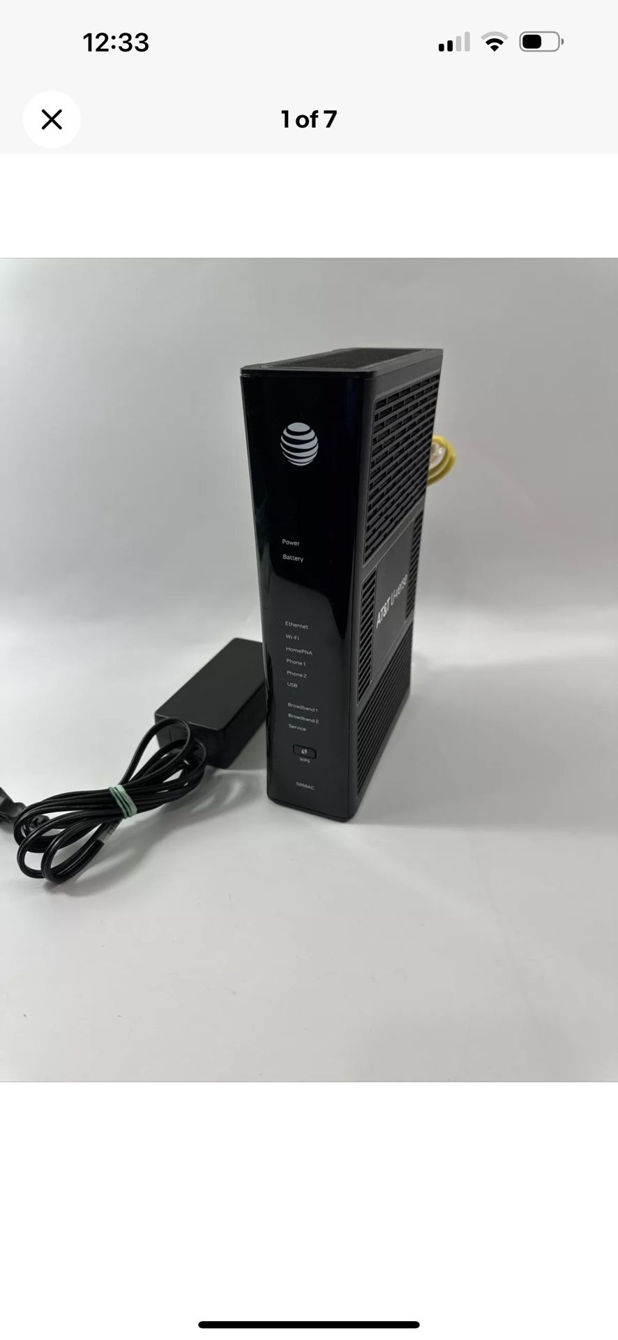 AT&T U-Verse 5268AC FXN Wireless Internet Gateway Modem Router w/ Power Supply