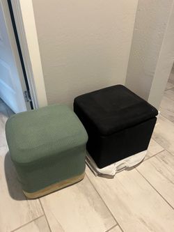 Two ottomans beige and black with storage