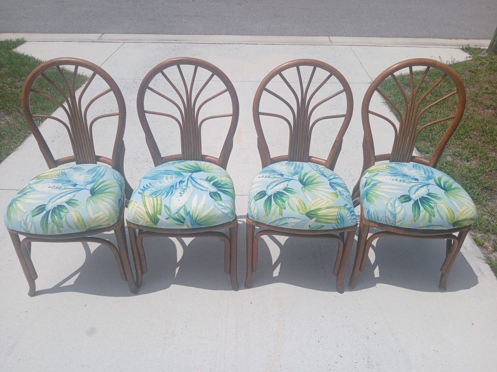 4 Boho Rattan Dining Chairs