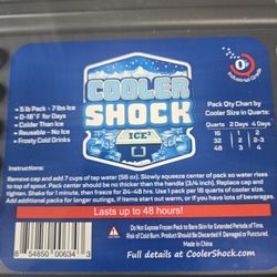 Cooler shock ice packs.  Lasts up to 48 hrs. 2 pk
