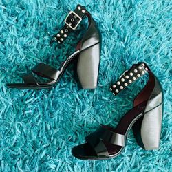 Marc by Marc Jacobs Studded Leather Strap Block Heel Sandal Size EU37.5 US7 New!