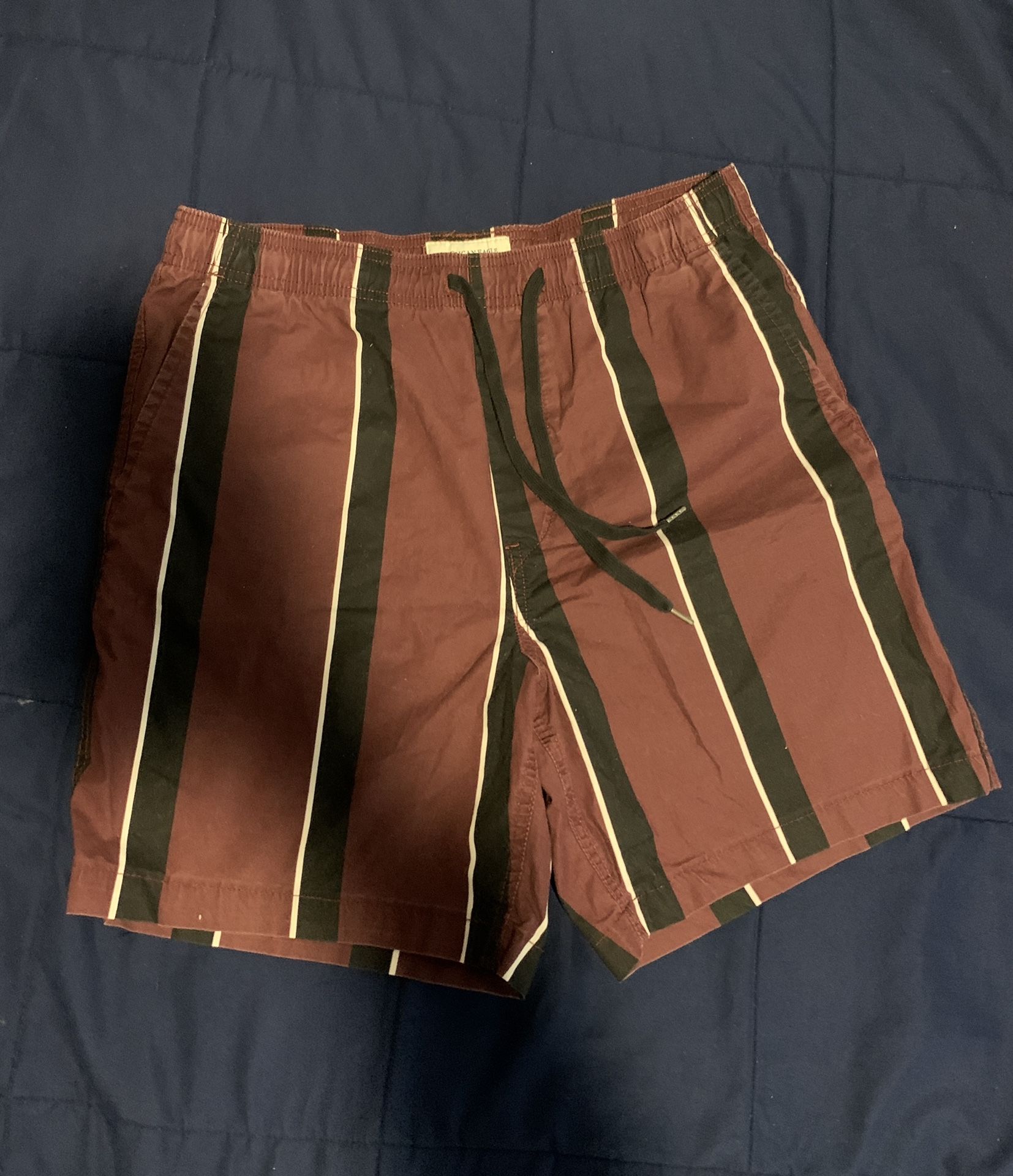 Burgundy striped board shorts