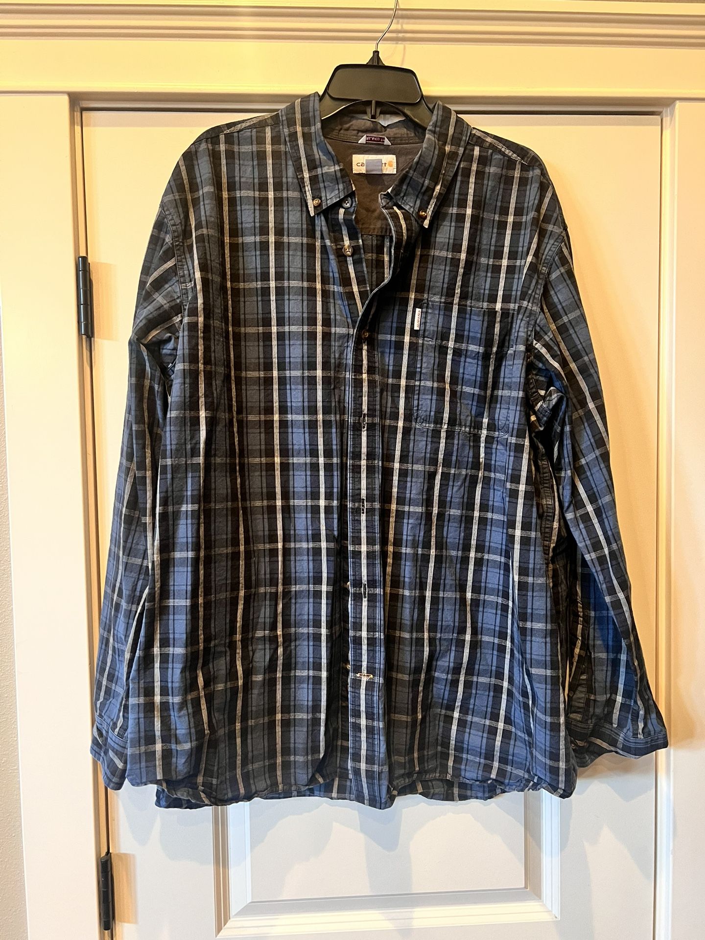 Carhartt Blue Plaid Casual Button Down Shirt XXL 