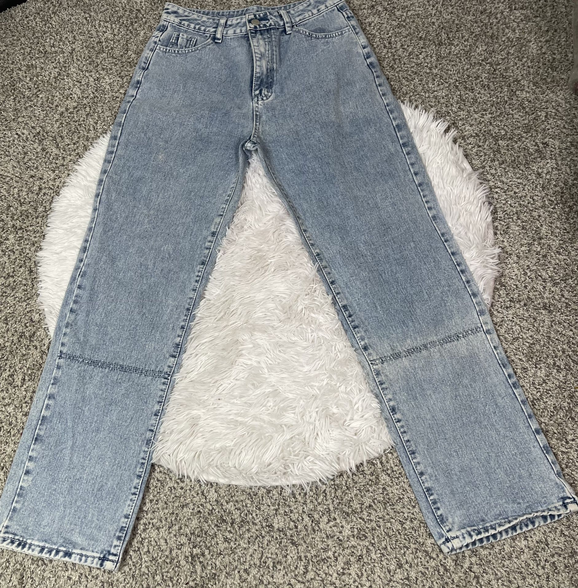 Shein Womens Light Wash Straight Leg Denim Jeans M