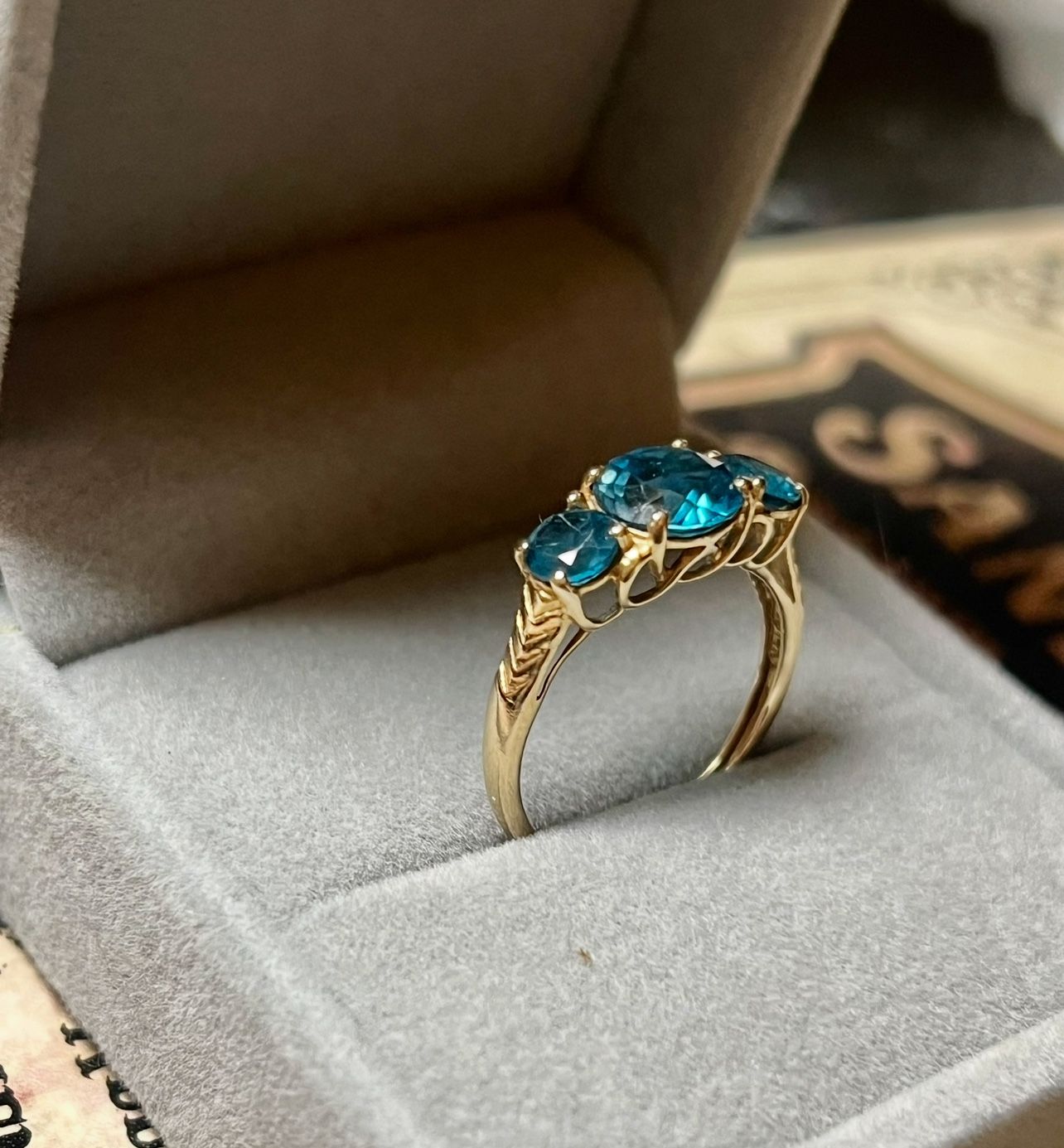 Vintage Blue Topaz Gold Ring
