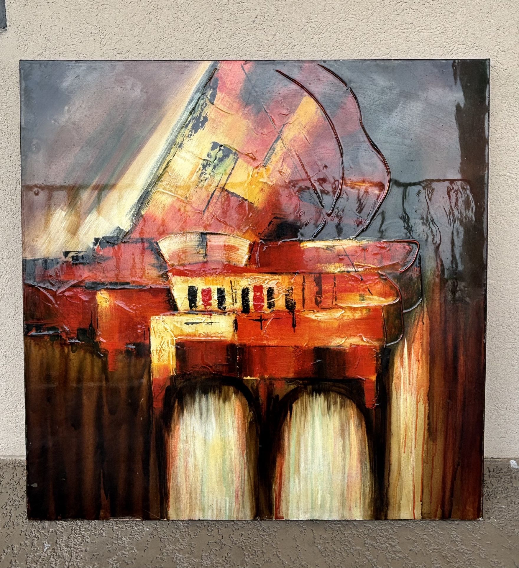 Textured Abstract Painting Art on Canvas 40x40x1.5 In