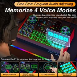 Tenlamp Audio Interface With Mixer And Vocal Effects, Soundboard Voice Converter, Studio All-in-one XLR DJ Mixer For Mobile Phone PC Live Broadcast Re
