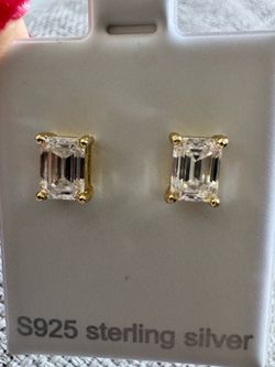 Emerald Cut Moissanite Stud Earrings