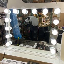 Hollywood Vanity Mirror with Lights, Large Light Up Makeup Mirror with 3 Color Lighting Mode USB Charging Port,14 Dimmable LED Bulbs & Detachable