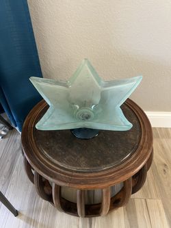 Large Glass Star Shape Art Bowl Centerpiece Unique Heavy Well Made