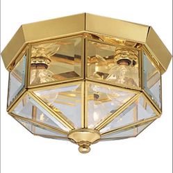 Brass Progress 3-bulb ceiling light fixtures.