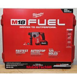 Milwaukee 18v Brushless 1” SDS Plus Rotary Hammer Kit With 2 6.0 Batteries 