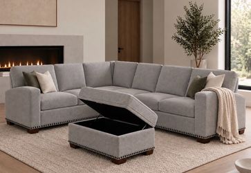 Gray Sectional Sofa with Storage Ottoman starting at