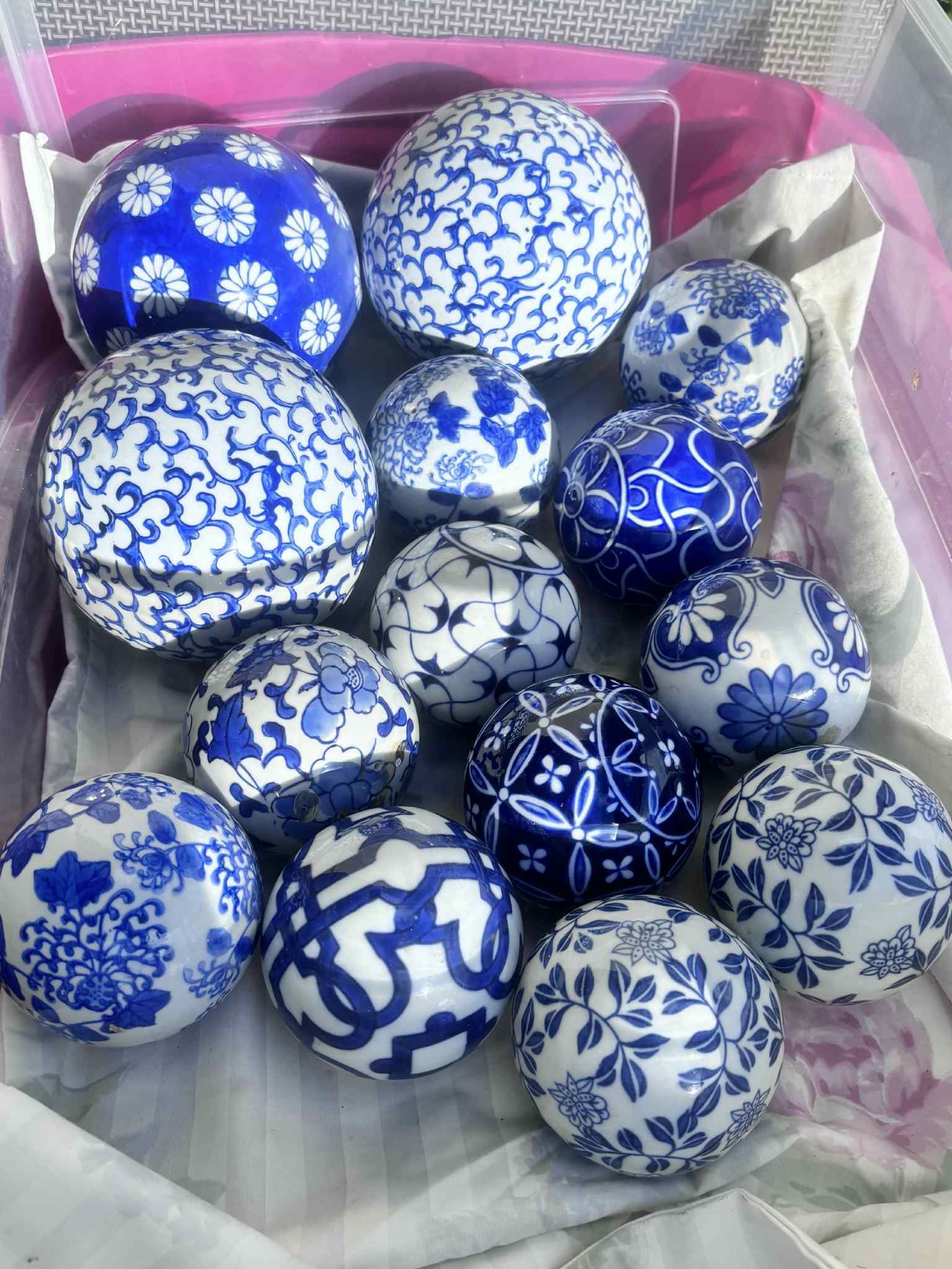 Blue & White Ceramic Orbs