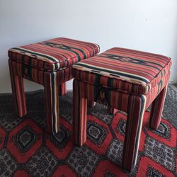 Vintage Parsons Stools Ottoman Southwestern Aztec