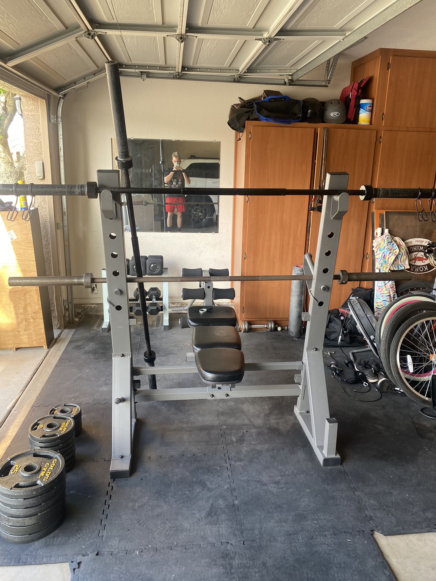 Weight Set With Bench And Squat Rack