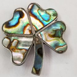 Brooch Sterling Silver And Abalone 