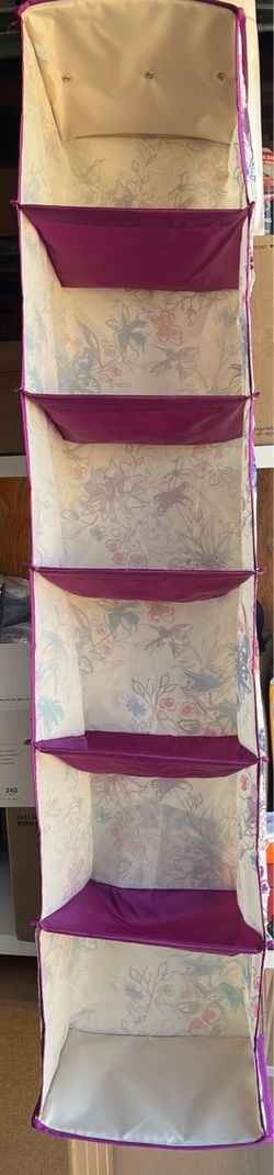 6-Shelf Hanging Closet Organizer with Floral Pattern