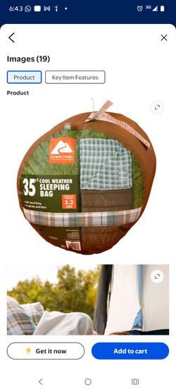 Ozark Trail 35F Flannel Lined Rectangular Adult Sleeping Bag, Brown, 80 in x 36 in