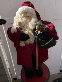3 ft tall plush fabric Santa Claus