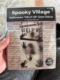 Spooky Village Halloween Help Us Door Décor