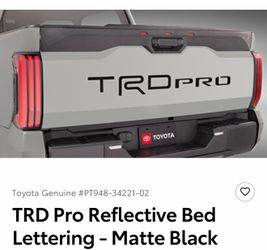 Toyota TundraTRD Pro Reflective Bed Lettering - Matte Black
