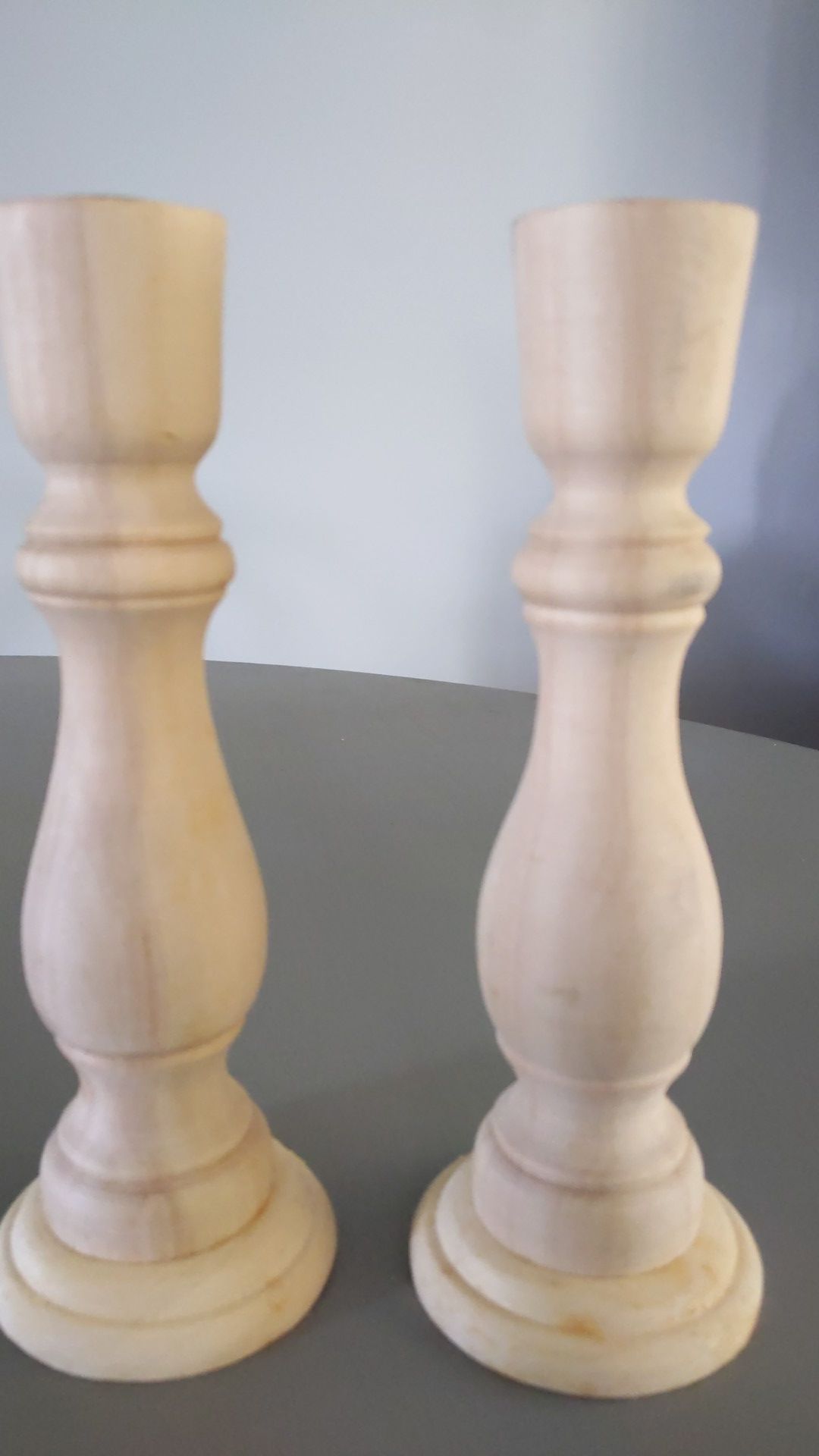 Pair wood candlesticks