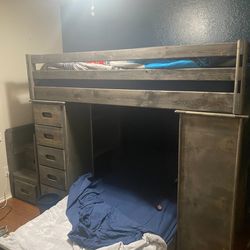 Luxury Solid Wood Twin Loft Bed Suite w/ Built-In Desk, Storage & Staircase