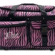 DREAM DUFFEL  EXCELLENT CONDITION Black Zebra Stripes Bag Dance Luggage with Retractable Hanging Rack, Collapsible Seat