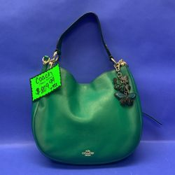 Coach Green Nomad Navy Glovetanned Leather Shoulder# I-42898