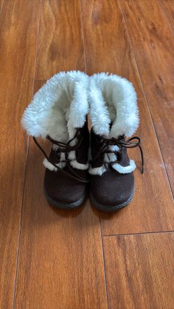 Janie and Jack Leather Faux-Fur Trim Brown Boots Infant Girls Sz 11
