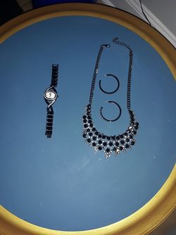 Necklace earring and watch